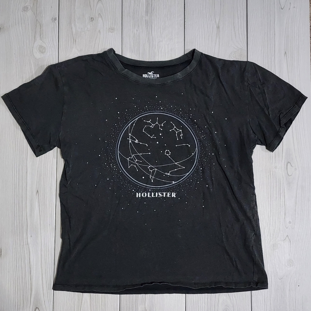 Hollister Dark Grey Constellation Graphic Short Sleeve T-Shirt Size S